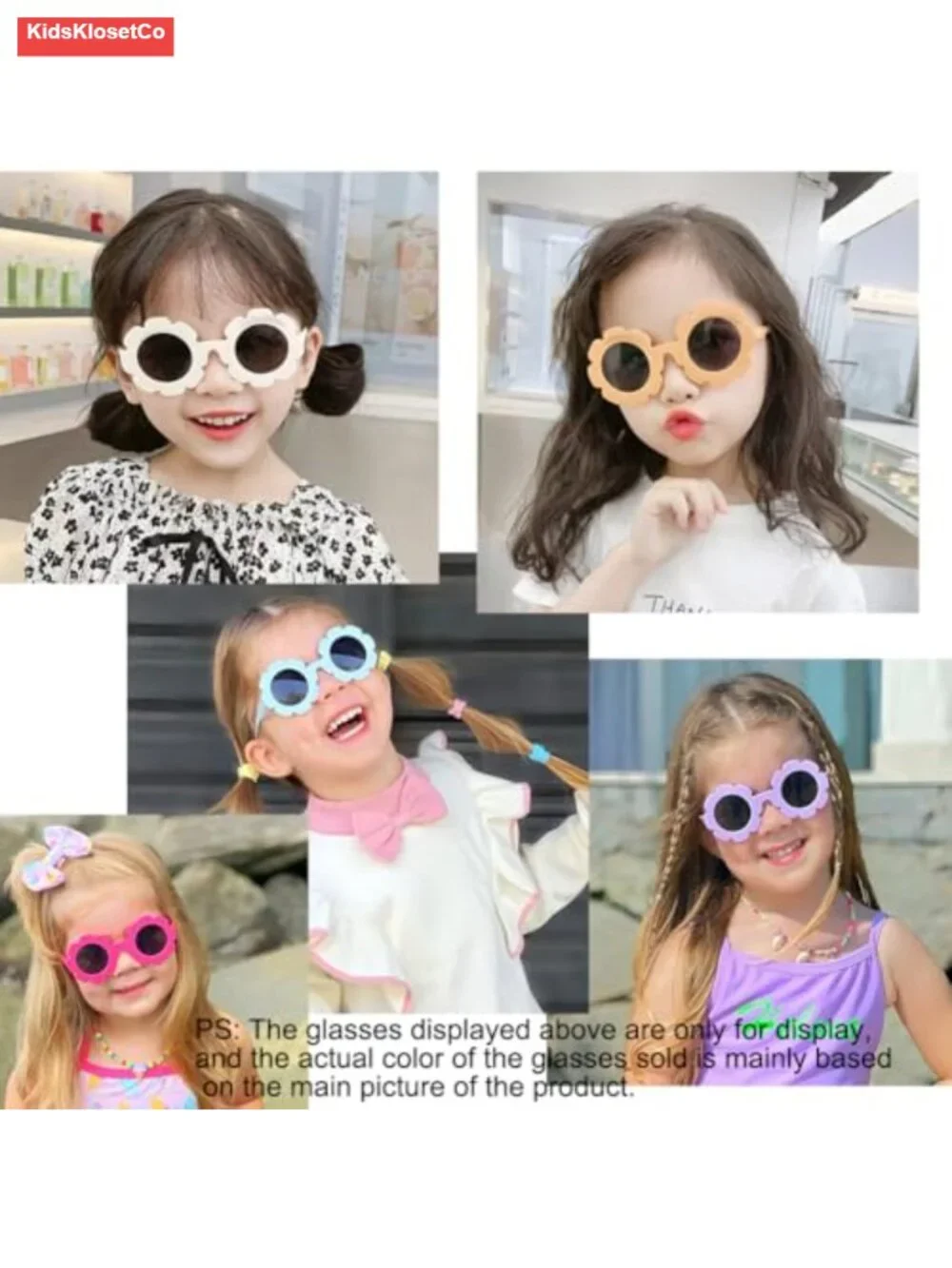 Baby Flower Sunglasses with Strap, Flexible Bendable Newborn UV400 Sunglasses